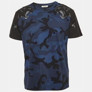 Valentino Blue Camouflage Print Jersey T-Shirt L